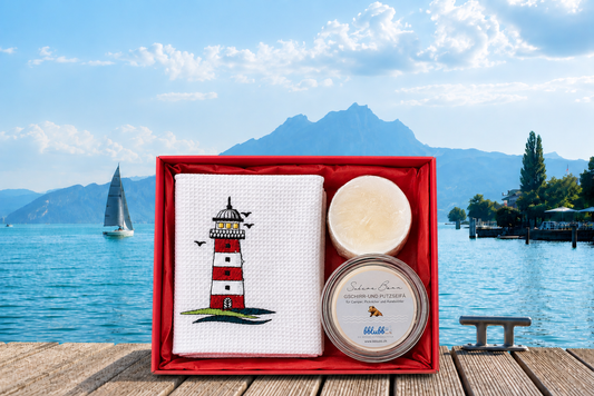 🇨🇭 Geschirrtuch & Abwaschseife - Leuchtturm, mit Refiller