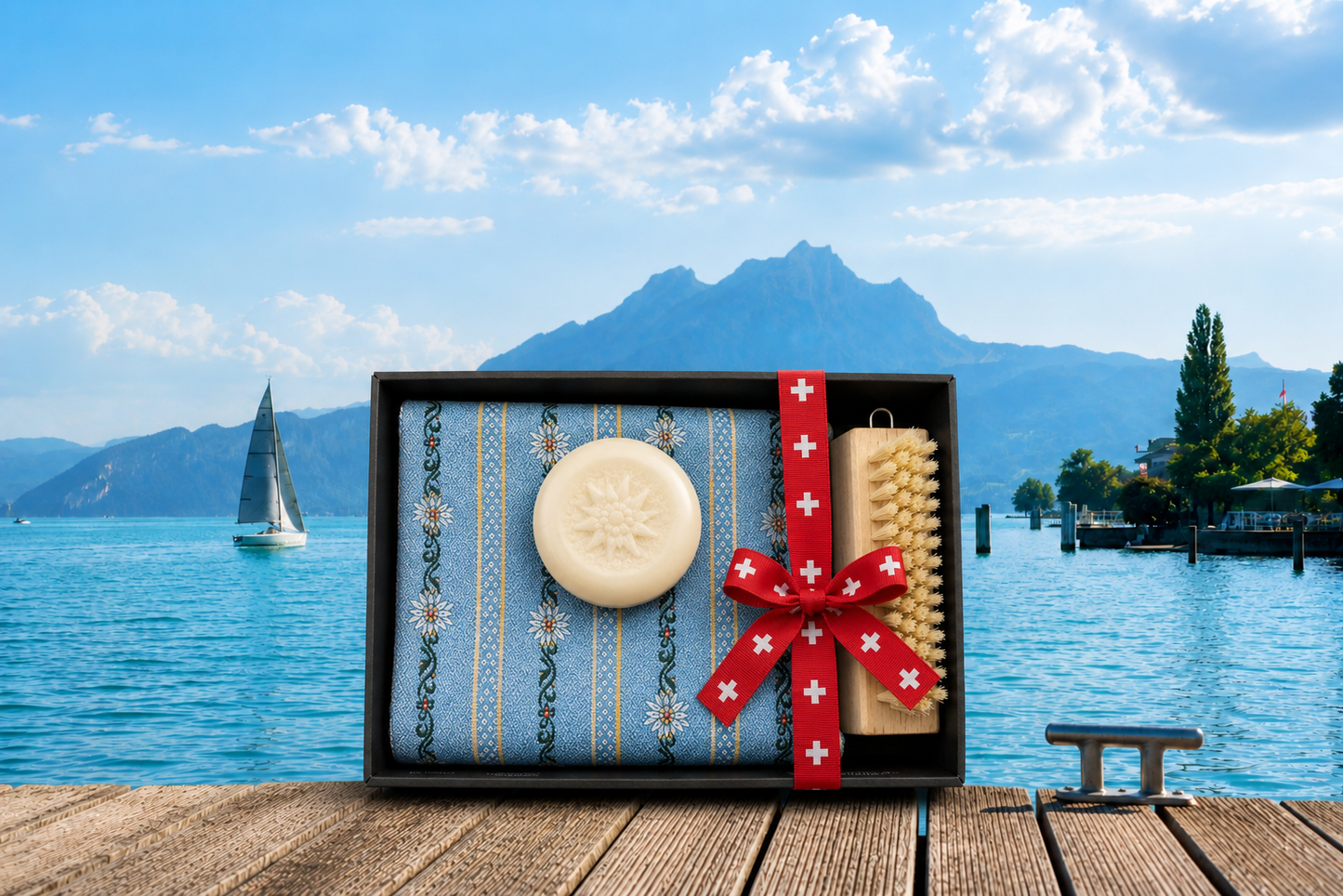 🇨🇭 Geschirrtuch Edelweiss & Seife  Edelweiss, mit Nagelbürste