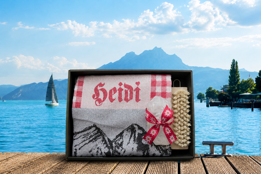 🇨🇭 Geschirrtuch Heidi & Seife Bergkristall, mit Nagelbürste