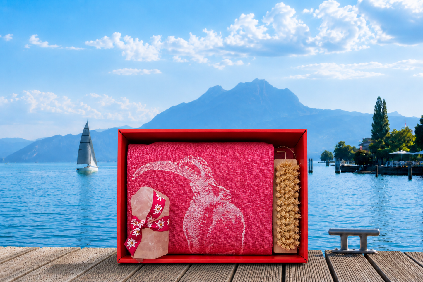 🇨🇭 Geschirrtuch Steinbock & Bergkristallseife, mit Nagelbürste